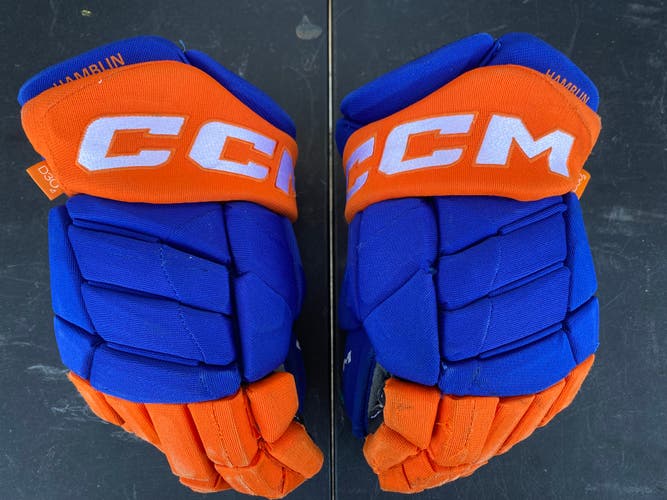 CCM JetSpeed FT1 Pro Stock Hockey Gloves 14" Royal Blue Oilers 3711
