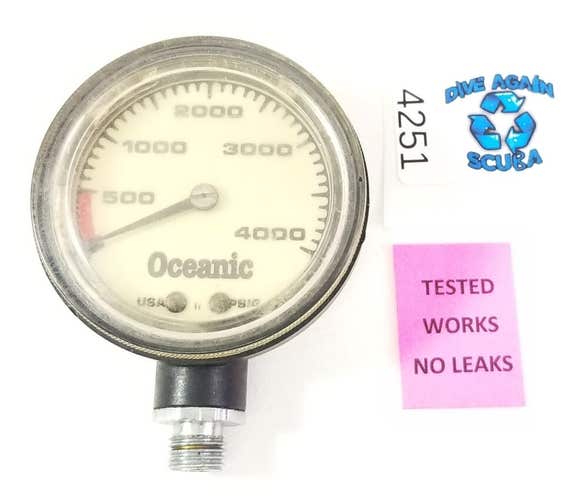 Oceanic 4000 PSI SPG Submersible Pressure Gauge + Thermometer 4,000 Scuba  #4251