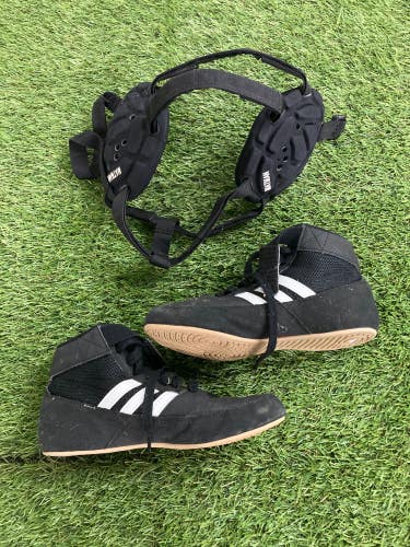 Black Used Adidas Wrestling Starter Kit (Shoes and Headgear)