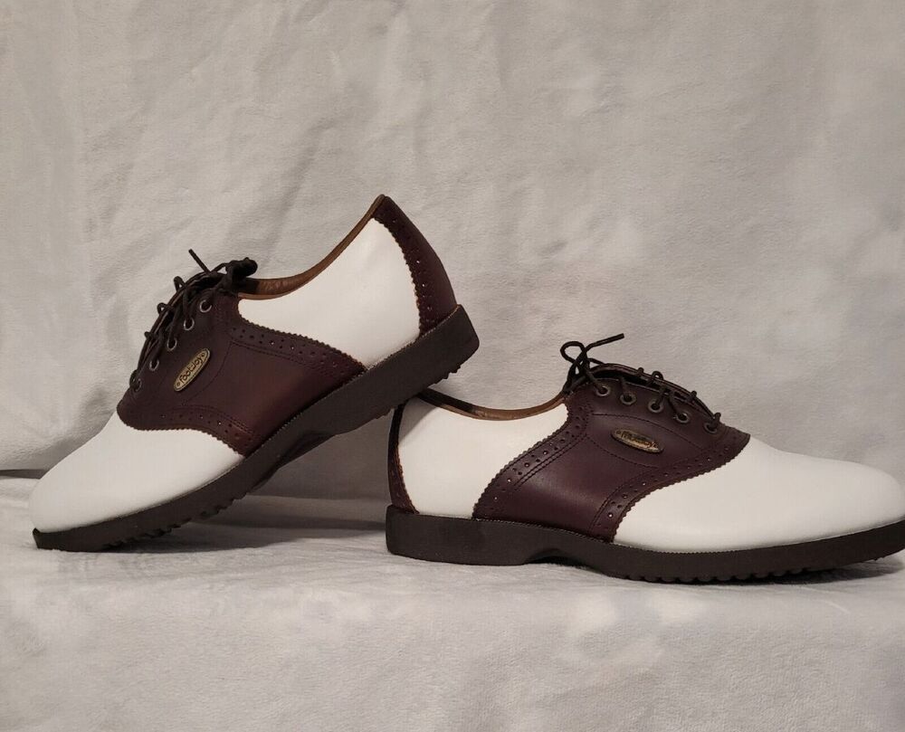 Footjoy Soft Joy Sierra Golf Shoes (White/Brown, 10.5 Medium