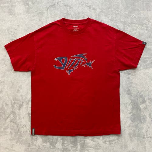 G.LOOMIS Fishing T Shirt Men XL Red 2-Sided Short Sleeve Fishbone Skeleton Logo