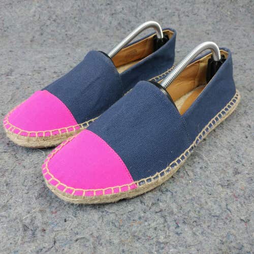 J. Crew Espadrille Flats Womens 7.5 Shoes Slip On Canvas Blue Pink Colorblock