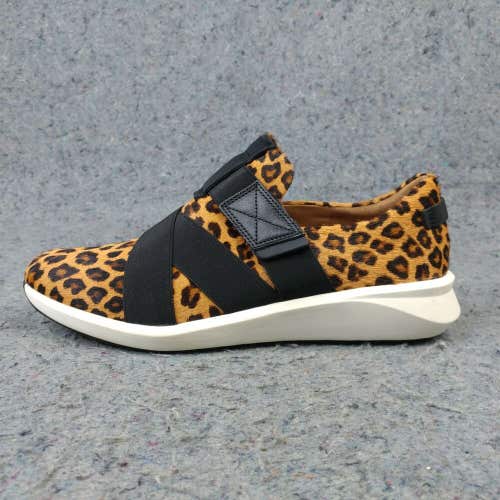 Clarks UN Rio Strap Womens 10.5 Comfort Shoes Slip On Sneaker Leopard Print