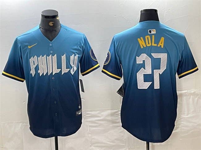 Aaron Nola Blue City Connect Stitched Jersey -All Men Women Youth Size Available