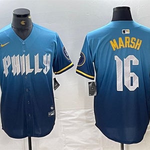 Brandon Marsh Blue City Connect Stitched Jersey -All Men Women Youth Size Available