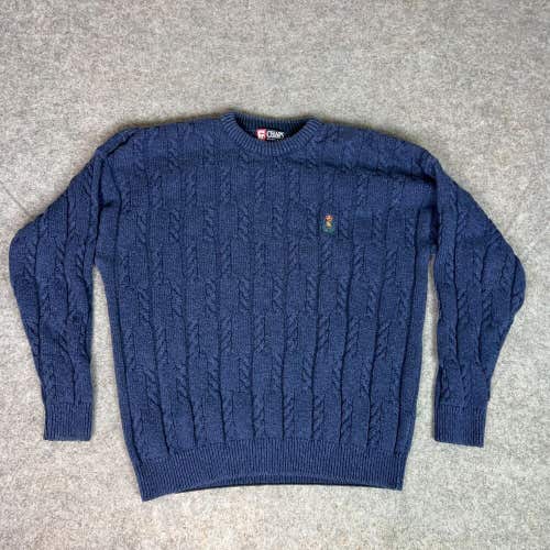 Vintage Chaps Mens Sweater 2XL XXL Navy Cable Knit Heavy Crew Neck Ralph Lauren