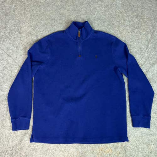 Polo Ralph Lauren Mens Sweater Extra Large Blue Black Pony Pullover Quarter Zip