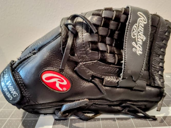 Rawlings Dual Wing Instinct Series 12.5 Inch Baseball Glove Black Leather RHT