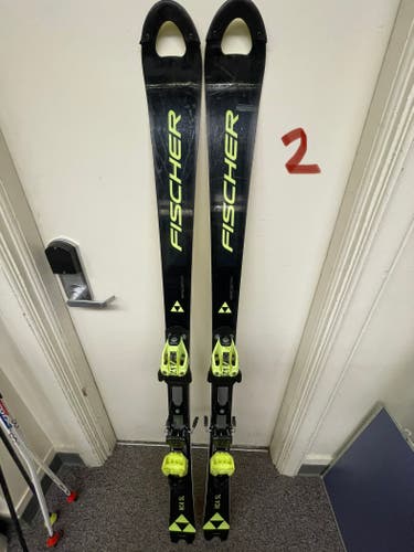 Used 2022 Fischer 158 cm Racing RC4 World Cup SL Skis With Bindings Max Din 17
