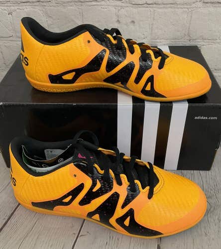 Adidas X 15.3 IN J Boy's Indoor Soccer Shoes Solar Gold Core Black Orange US 1.5