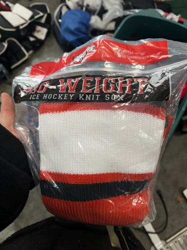 Orange Knit Hockey Socks