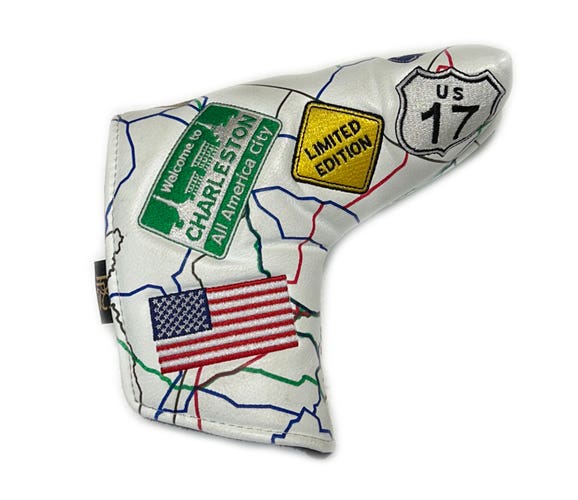 PRG South Carolina "Road Map" White Magnetic Golf Blade Putter Headcover