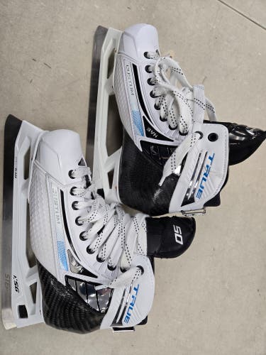 Used Senior True SVH Custom 2 piece Hockey Goalie Skates Regular Width 8.5