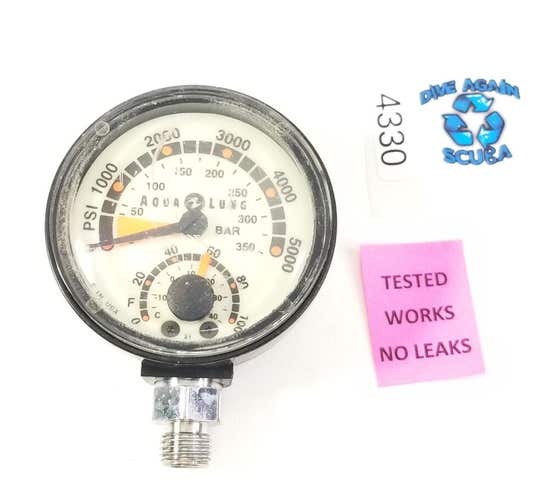 Aqua Lung 5000 PSI SPG Submersible Pressure Gauge + Thermometer Scuba      #4330