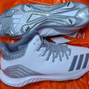 ADIDAS Icon Bounce (US Size 12.5) Mens Baseball Metal Cleats White Silver