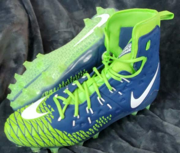Nike Force Savage Elite (US Size 17) Men's Football Cleats Neon Lime Green Navy