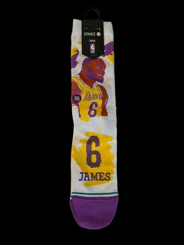 NBA LeBron James #6 Los Angeles Lakers Stance Casual Socks Size Large 9-13 - NEW