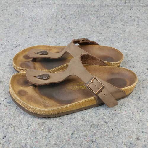 Birkenstock Gizeh Sandals Womens 39 EU Buckle Brown Leather Shoes Germany