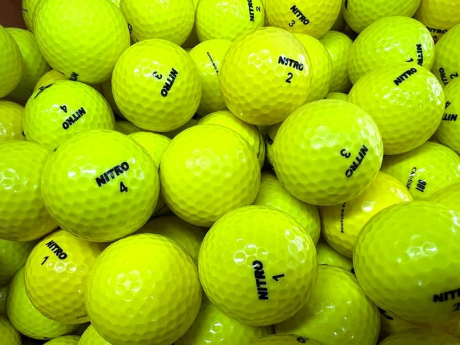 36 Yellow Nitro Near Mint AAAA Used Golf Balls