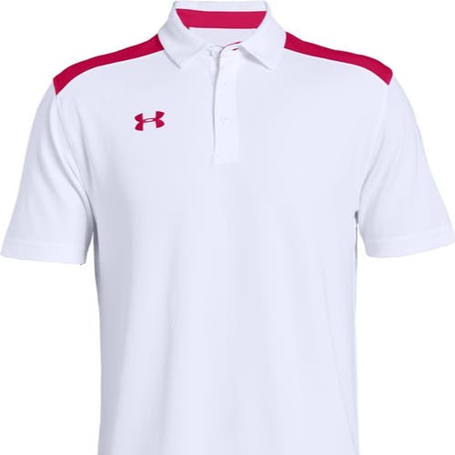 Men's White/Red Under Armour Colorblock Polo