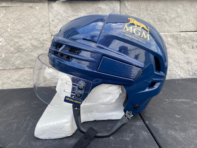 CCM SUPER TACKS X Pro Stock Hockey Helmet Navy Blue Bauer Visor Combo MEDIUM 3731