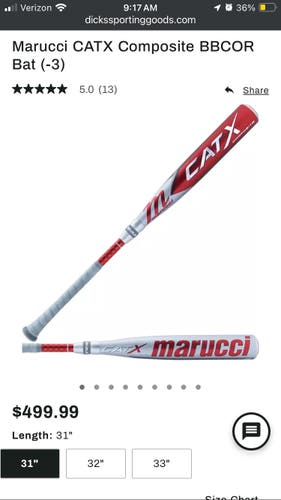 Marucci CATX Composite BBCOR Bat (-3) 31”