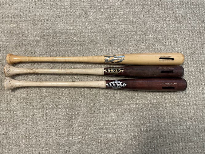 3 *Pro Issued* Old Hickory And DS Wood Bats 33.5inch Cupped (sold as a set)
