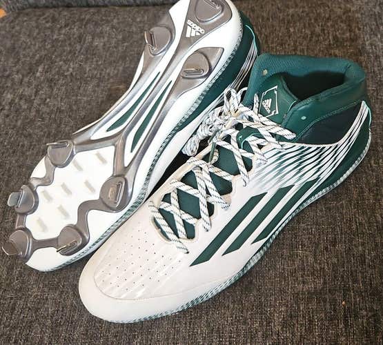 Adidas Iron Skin (US Size 17) Men's Baseball Metal Cleats Forest Green White