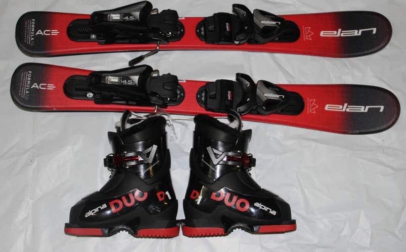 NEW 70cm ELAN formula kids skis with bindings  + Alpina boots 16.5 mondo