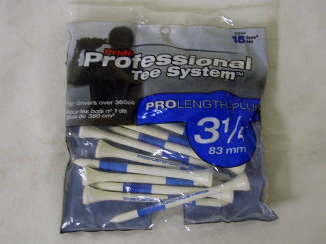 Pride Professional Tee System (3 1/4" White/Blue 15pk tees) Pro Length-Plus NEW