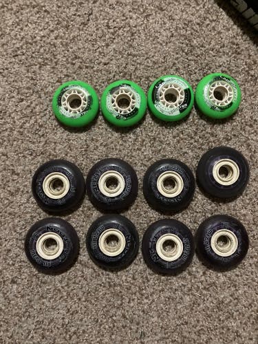Mix of roller hockey wheels