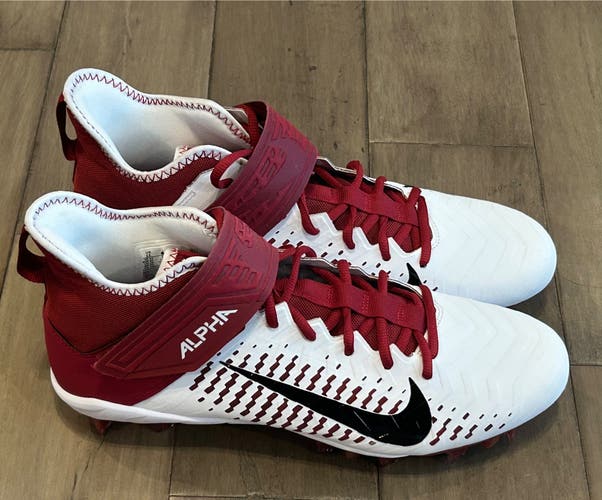 Size 11 Nike Alpha Menace Pro 2 Alabama Crimson Tide Football Cleats Maroon White