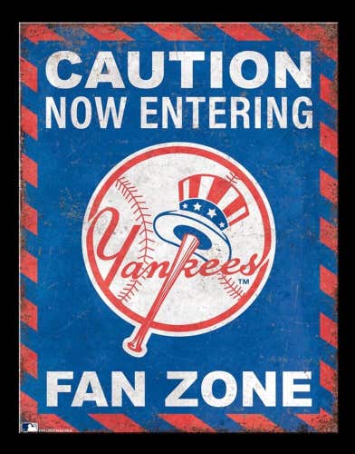 NY Yankees Fan Zone Tin Sign 16'' x 12.5''