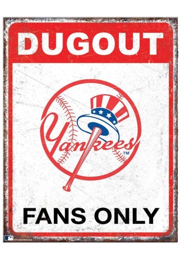 NY Yankees Dugout Tin Sign 16'' x 12.5''