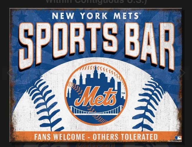 New York Mets Sports Bar Tin Sign 16'' x 12.5''