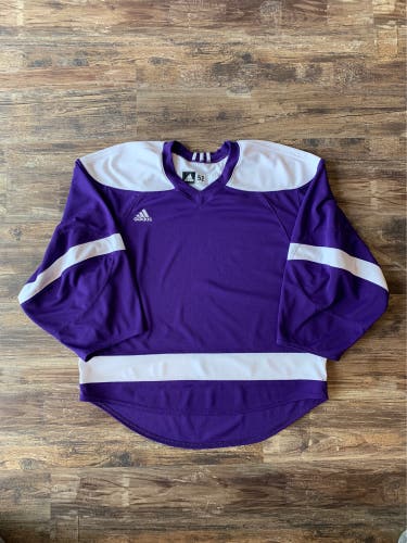 Rare Adidas Hockey Jersey Purple White Prototype Game Practice 52 XL / Goalie Cut Full Clean
