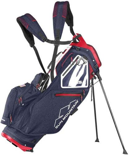 Sun Mountain Five 5 LS Stand Bag (11", 4-way top, Navy/White/Red) Golf