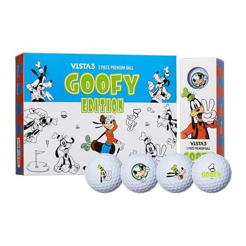 Disney Goofy Volvik Vista 3 Gloss White Golf Balls - Limited Edition