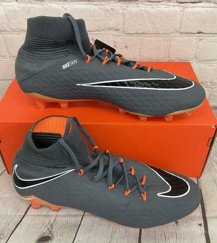 Nike Phantom 3 Pro DF FG Unisex Soccer Cleats Grey Total Orange US M 8.5 W 10