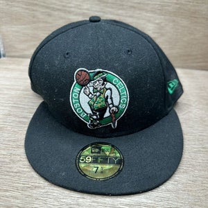 Boston Celtics Hat Adult 7 5/8 New Era 59Fifty Black Embroidered NBA Cap