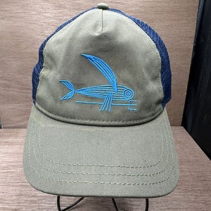 Patagonia Flying Fish Trident Trucker Hat Cap  Mesh Back Snapback Green Blue