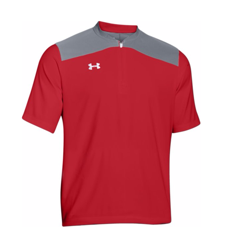 Men's Red Under Armour Cage Jacket - Short Sleeve