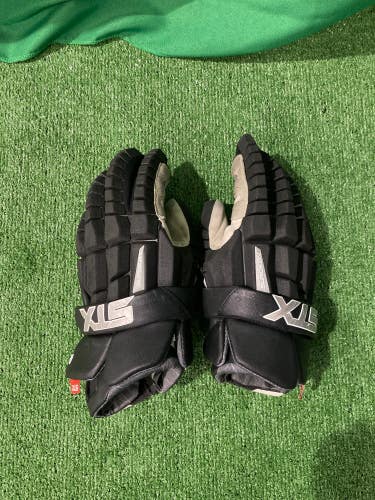 Black Used STX Surgeon RZR Lacrosse Gloves Large