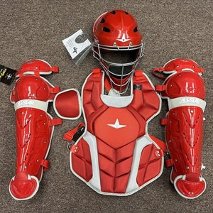 All Star Top Star Youth Ages 10-12 Baseball Catchers Gear Set - Red