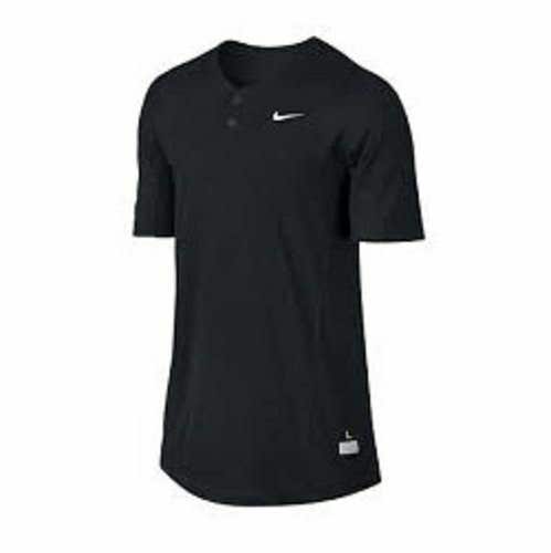 Nike BP DRI-FIT Two Button Henley Baseball Jersey II Men's M Black $40 578552