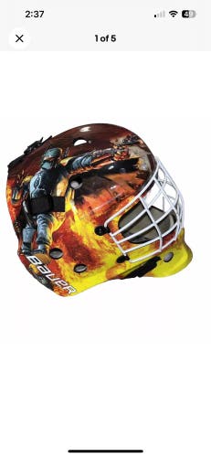 Used Bauer NME Street Hockey Star Wars Youth Goalie Helmet Mask - Boba Fett