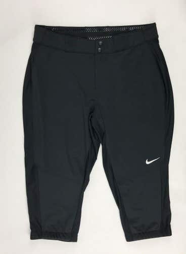 New Nike Vapor Pro 3/4 Dri-Fit Pant Women's Small Softball Black 821988 $50
