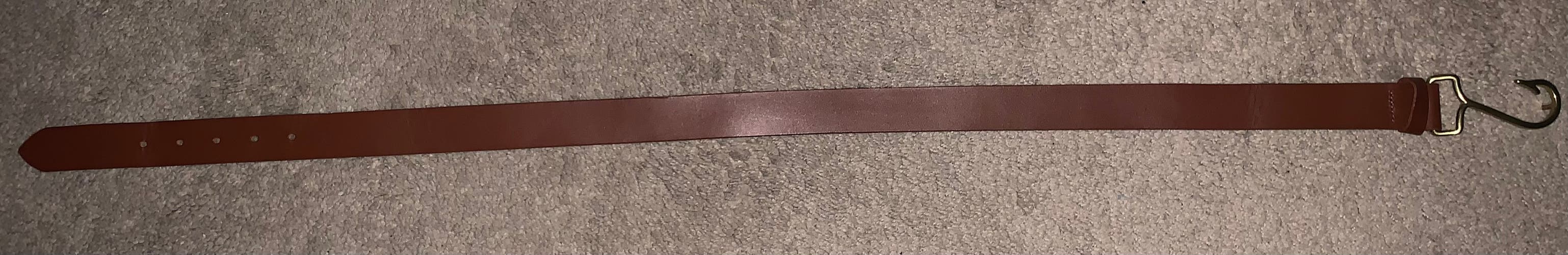 New w/out Tags Brown Leather Belt w/ Brass Fish Hook Buckle by Country Club Prep Size 32