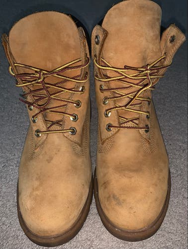 Slightly Worn - Timberland Boots Men 8.5 (women's 9.5) - Wheat Nubuck - Genuine Leather Upper
