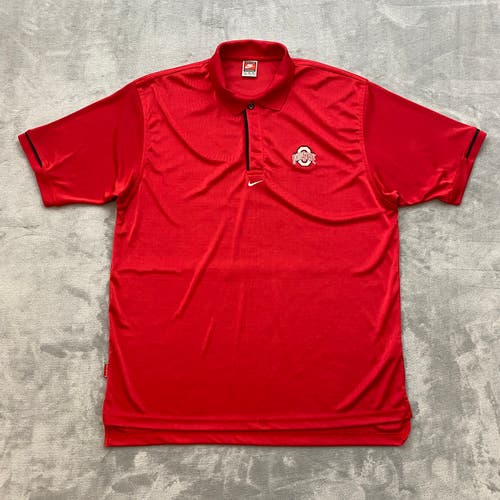 Vintage NIKE Team Issued OHIO STATE BUCKEYES Polo Shirt Men XL Embroidered Logo